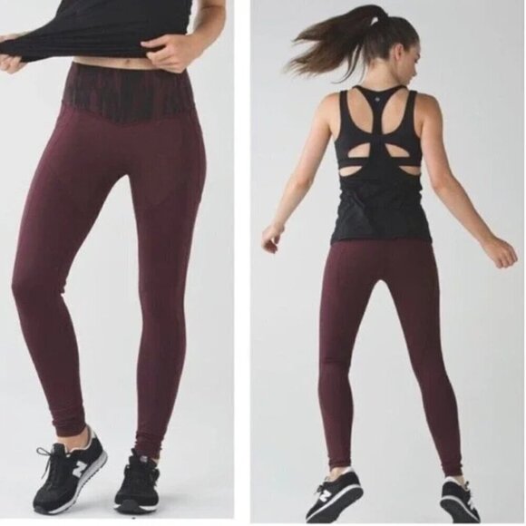 Lululemon All The Right Places Pant Painted Animal Bordeaux Drama size 4 - Picture 1 of 8